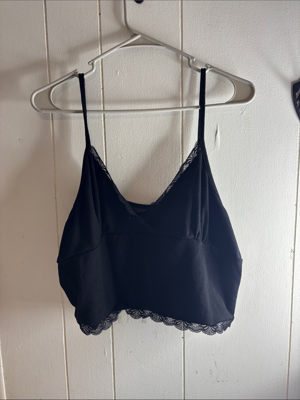 535 - Black Lace-Trim Tank Top Crop Top
